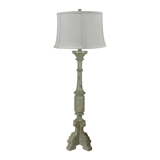 Crestview Collection Analisa 34" Traditional Resin Table Lamp In Farm Green Finish With Cream Burlap Shade