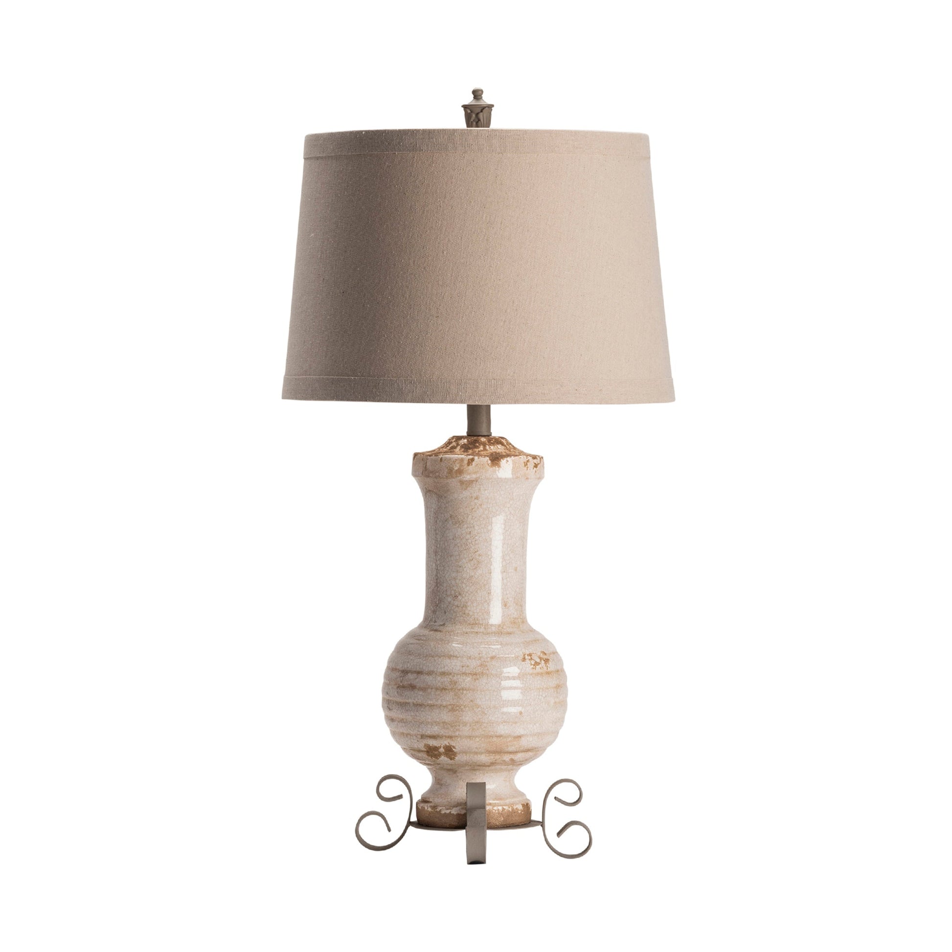 Crestview Collection Andrea 32" Traditional Ceramic And Metal Table Lamp In Tuscan Cream Finish With Natural Linen Shade
