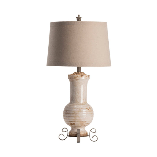 Crestview Collection Andrea 32" Traditional Ceramic And Metal Table Lamp In Tuscan Cream Finish With Natural Linen Shade
