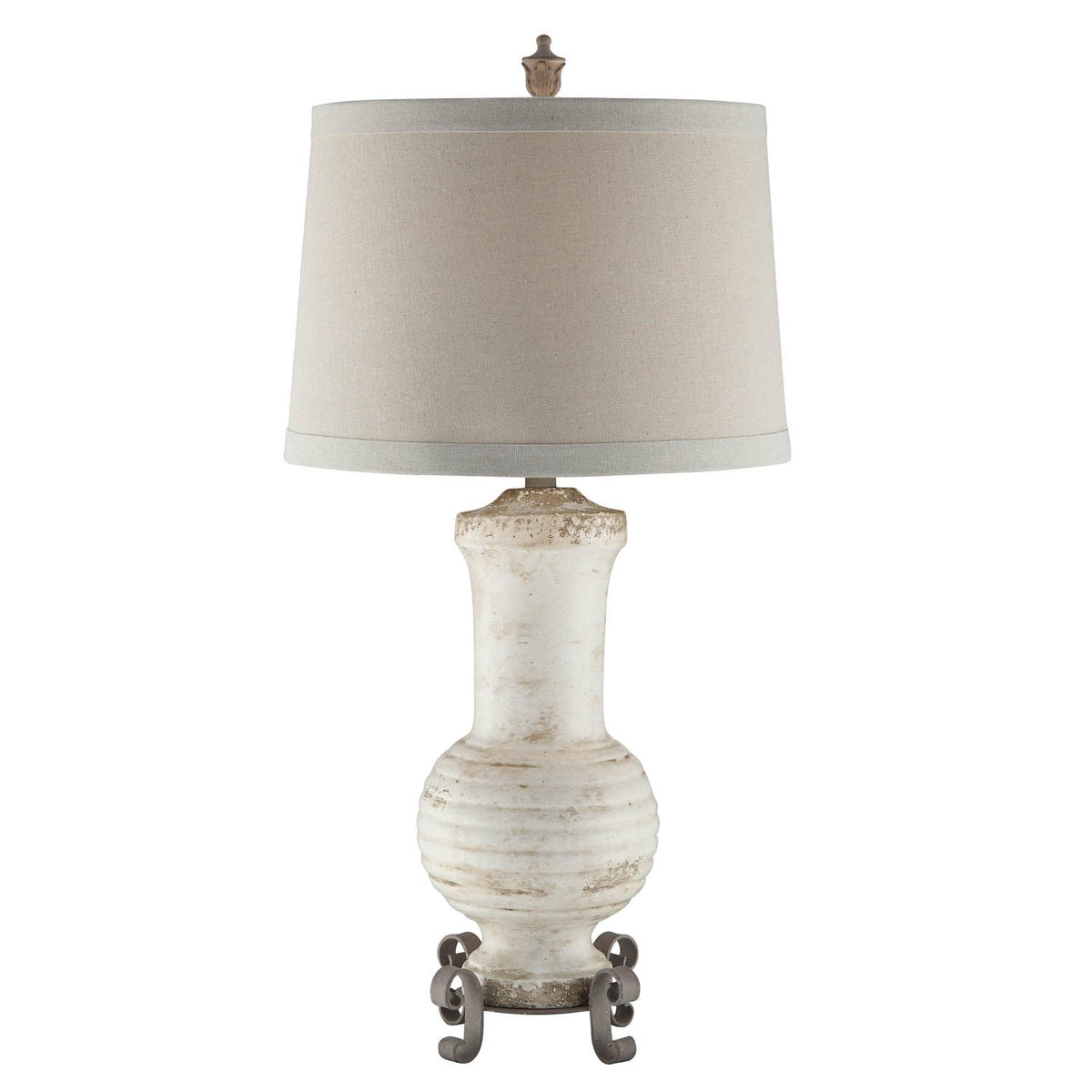 Crestview Collection Andrea 32" Transitional Metal And Ceramic Table Lamp In Tuscan Cream Finish With Natural Linen Shade