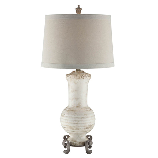 Crestview Collection Andrea 32" Transitional Metal And Ceramic Table Lamp In Tuscan Cream Finish With Natural Linen Shade