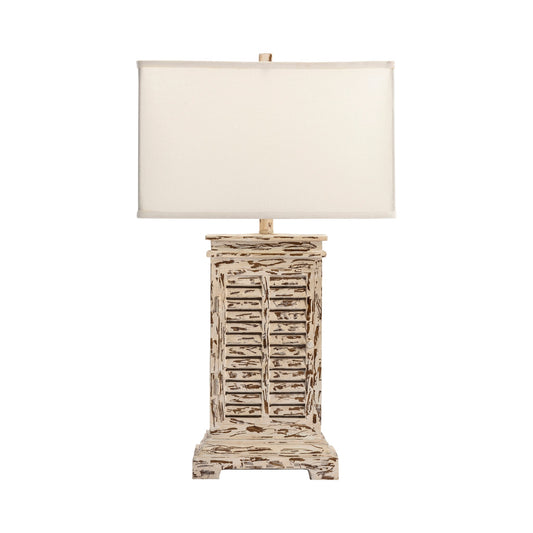 Crestview Collection Antique Shutter 31" Coastal Resin Table Lamp In Antique Grey Wash Finish With Natural Linen Shade