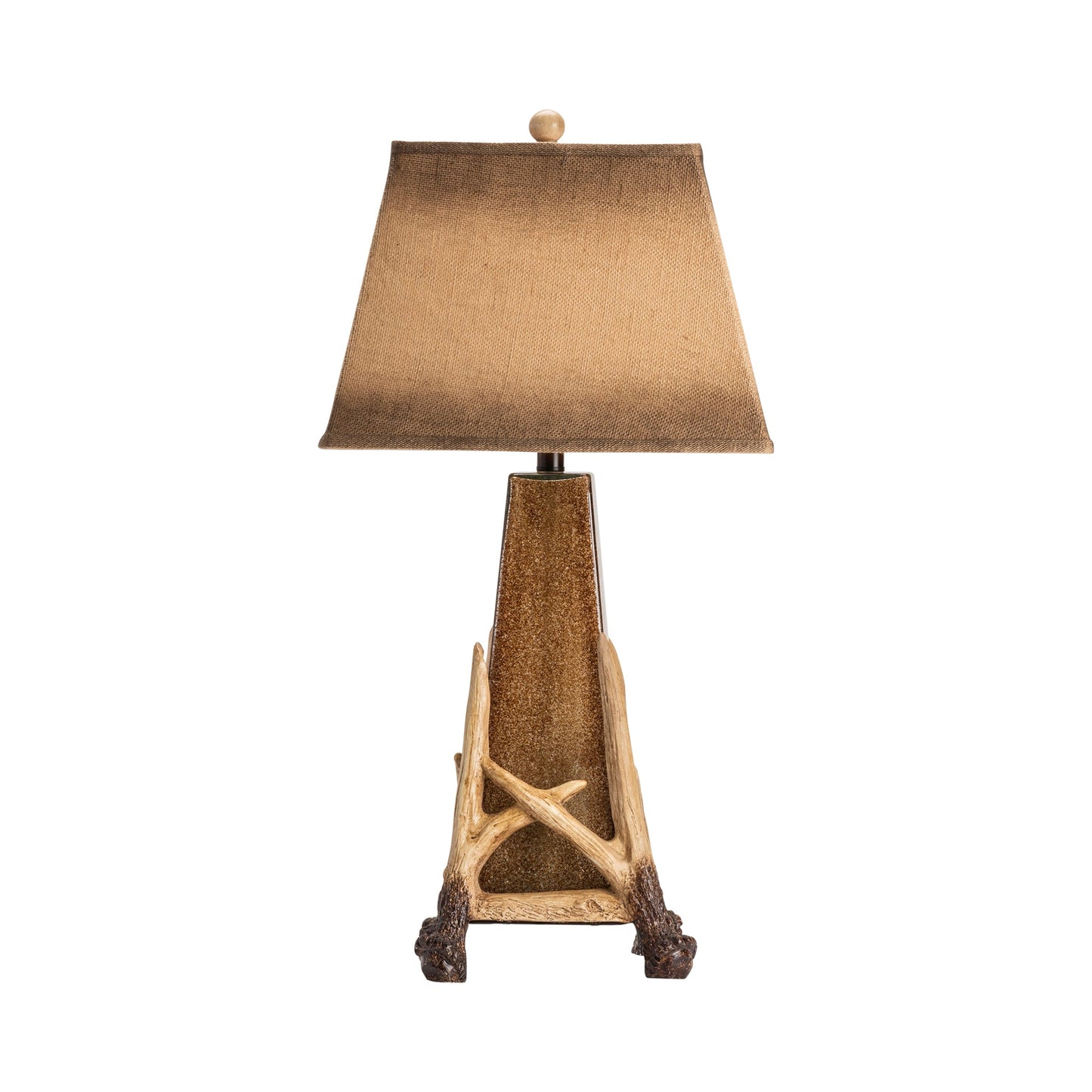 Crestview Collection Antler Cage 32" Rustic Glass And Resin Table Lamp In Antler And Antique Glass Finish With Antique Burlap Shade And Night Light