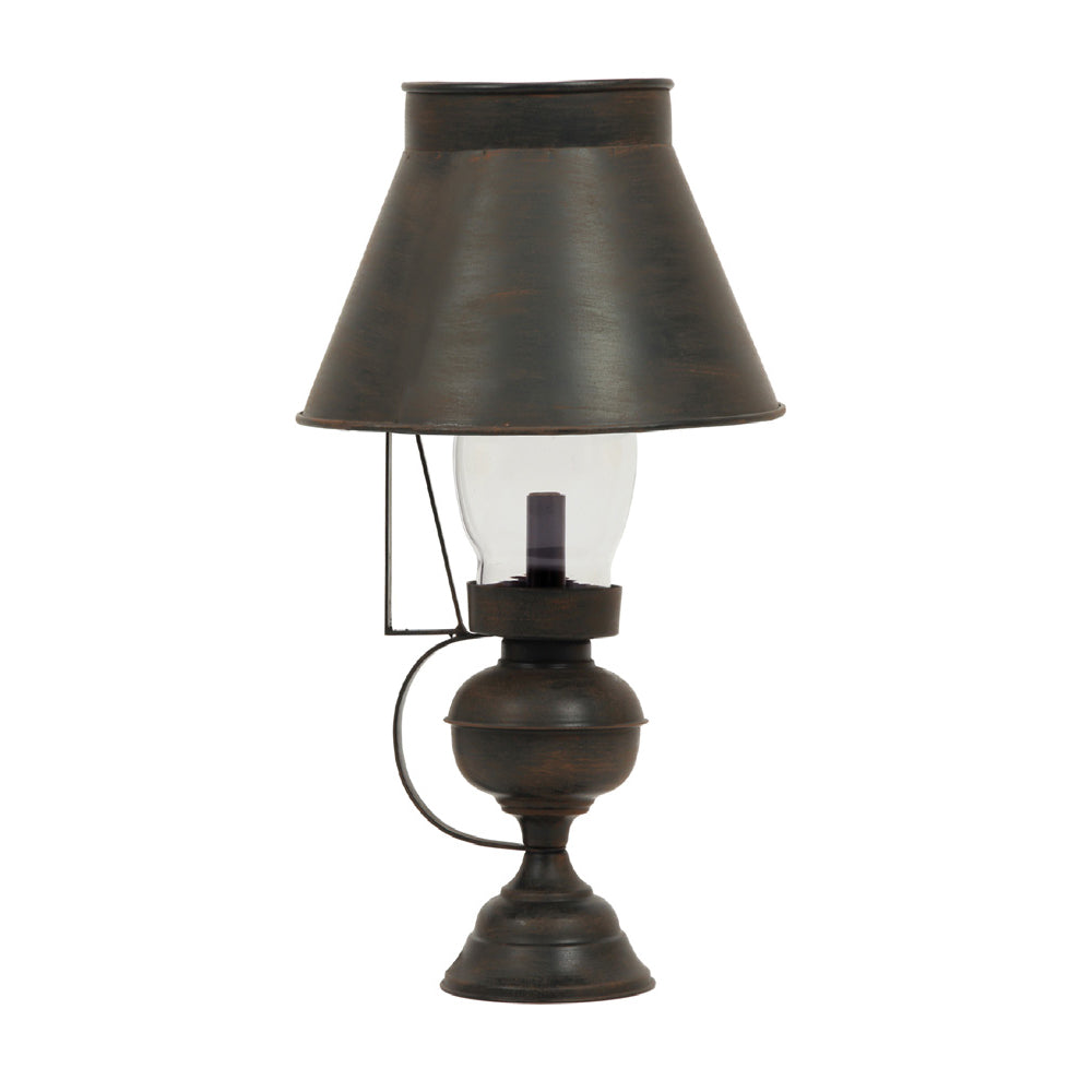 Crestview Collection Archer 17" Rustic Metal And Glass Tole Table Lamp In Hand Painted Antique Bronze Finish With Tapered Metal Shade