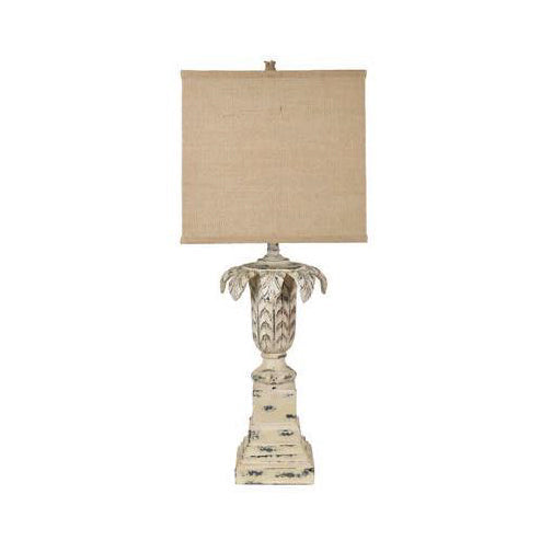 Crestview Collection Ashlar 36" Coastal Resin Table Lamp In Antique White Wash Finish With Burlap Shade