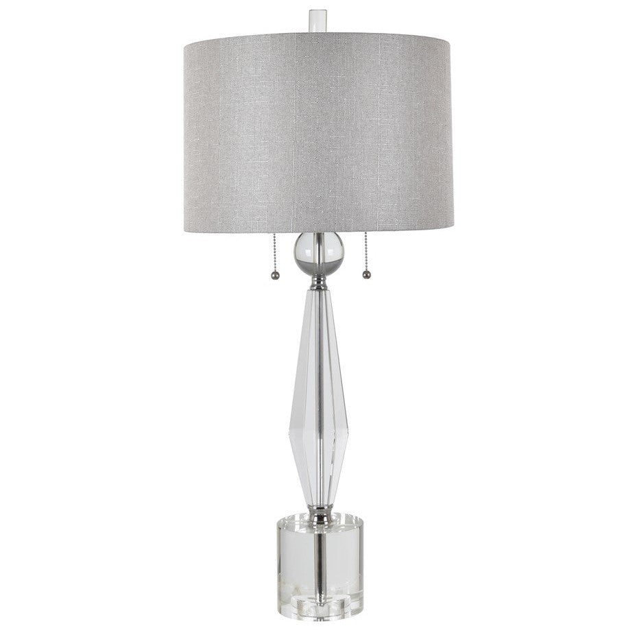 Crestview Collection Astaire 32" Transitional Crystal And Metal Table Lamp In Crystal And Polished Nickel Finish With Grey Linen Shade