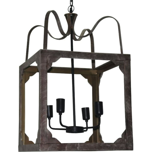 Crestview Collection Aubrey 18" Rustic Metal Pendant Lamp In Black Finish