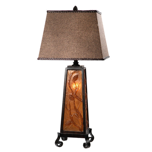 Crestview Collection Autumn'S 36" Rustic Resin Table Lamp In Amber Bronze Finish With Charcoal Tweed With Braided Trim