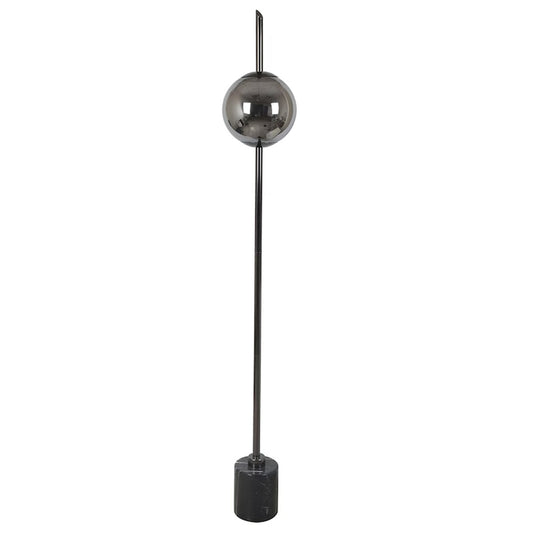 Crestview Collection Averitt 68" Modern Glass Marble And Metal Plated Glass Orb Floor Lamp In Blackened Nickel And Black Marble Finish With Marble Plinth Base