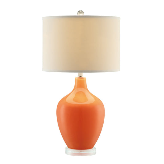 Crestview Collection Avery 27" Modern Glass Table Lamp In Orange Glazed Finish With Off White Cotton Shade