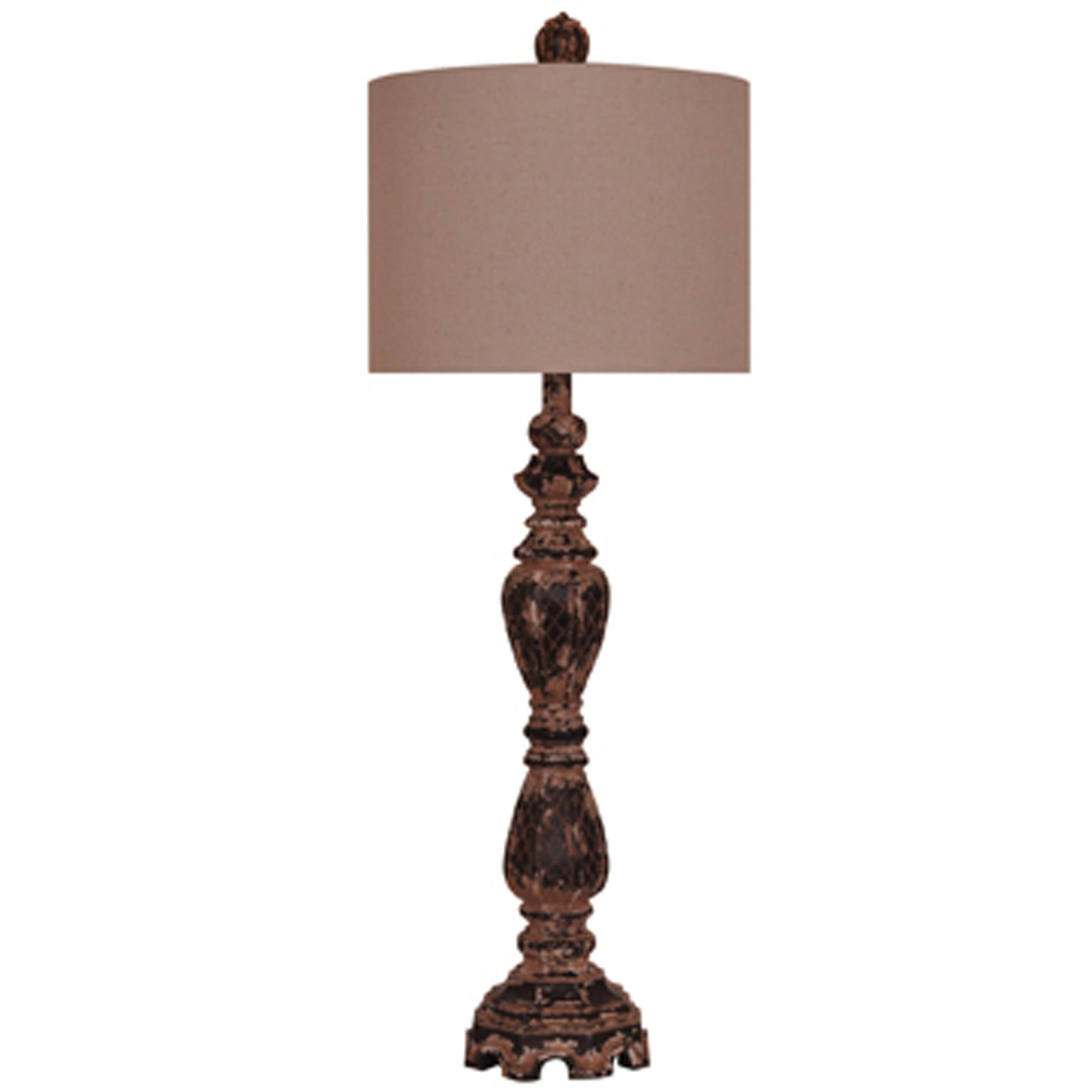 Crestview Collection Balustrade 36" Rustic Resin Table Lamp In Antique Iron Finish With Natural Linen Shade