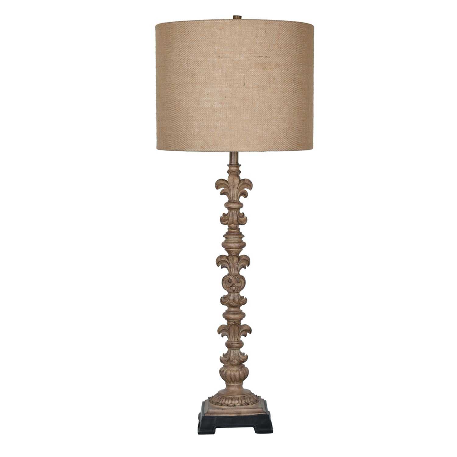 Crestview Collection Beezley 35" Traditional Resin Table Lamp In Antique Cream Finish With Burlap Shade