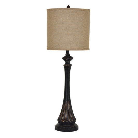 Crestview Collection Berwick 38" Traditional Resin Table Lamp In Antique Bronze Finish With Burlap Shade