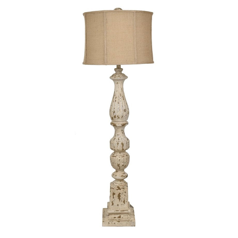 Crestview Collection Bierstadt 53" Traditional Resin Buffet Lamp In Aged White Finish With Burlap Shade