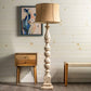 Crestview Collection Bierstadt 65" Rustic Resin Floor Lamp In Aged White Finish With Burlap Shade