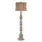 Crestview Collection Bierstadt 65" Rustic Resin Floor Lamp In Aged White Finish With Burlap Shade