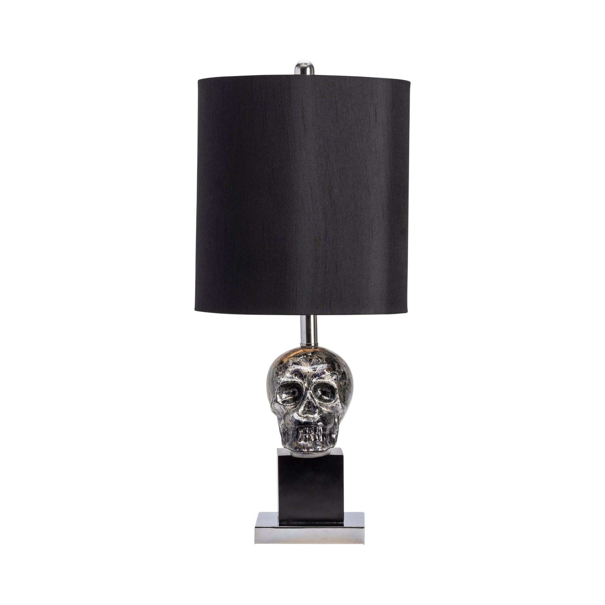 Crestview Collection Black Skull 27" Modern Glass Resin And Metal Table Lamp In Black Mercury Finish With Black Silk And Black Linen Shade