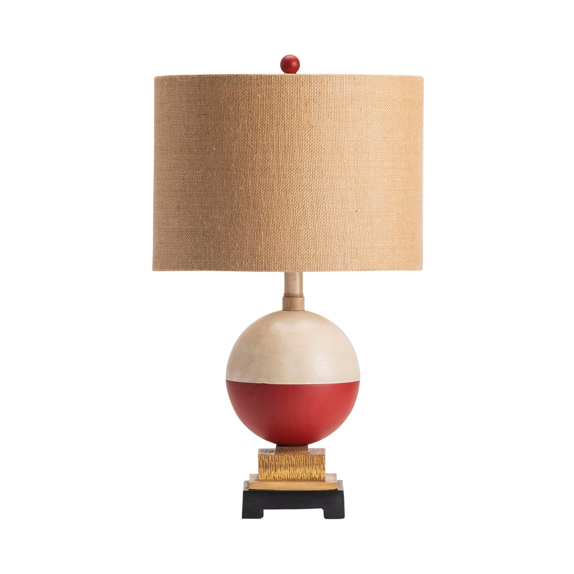 Crestview Collection Bobber 25" Rustic Resin Table Lamp In Bobber Finish With Burlap Shade