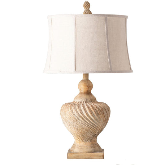 Crestview Collection Bramasole 34" Transitional Resin Table Lamp In Driftwood Finish With Cream Burlap Shade