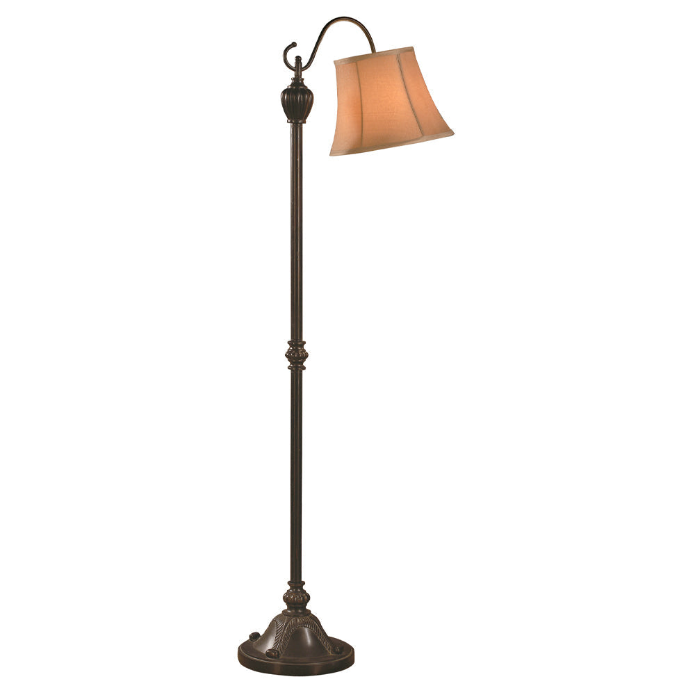 Crestview Collection Briggs 56" Traditional Resin Downbridge Floor Lamp In Antique Bronze Finish With Buff Faux Suede Fabric Shade