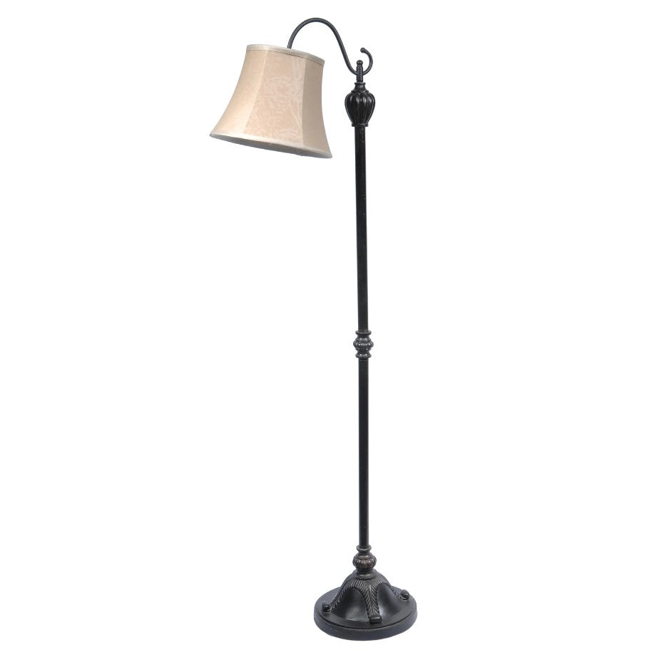 Crestview Collection Briggs 56" Traditional Resin Downbridge Floor Lamp In Antique Bronze Finish With Buff Faux Suede Fabric Shade