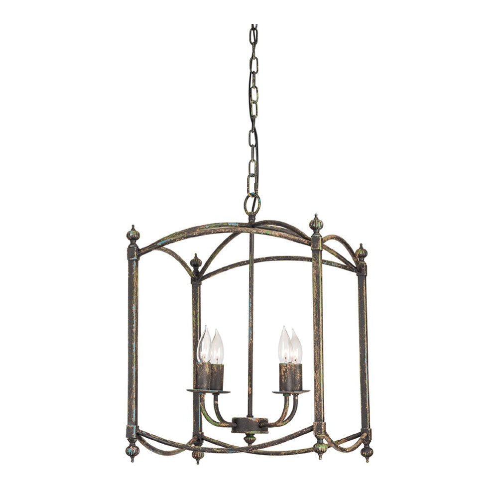 Crestview Collection Brighten 22" 4-Light Traditional Metal Chandelier In Antique Black Iron Finish