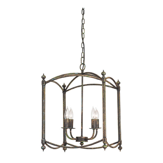 Crestview Collection Brighten 22" 4-Light Traditional Metal Chandelier In Antique Black Iron Finish