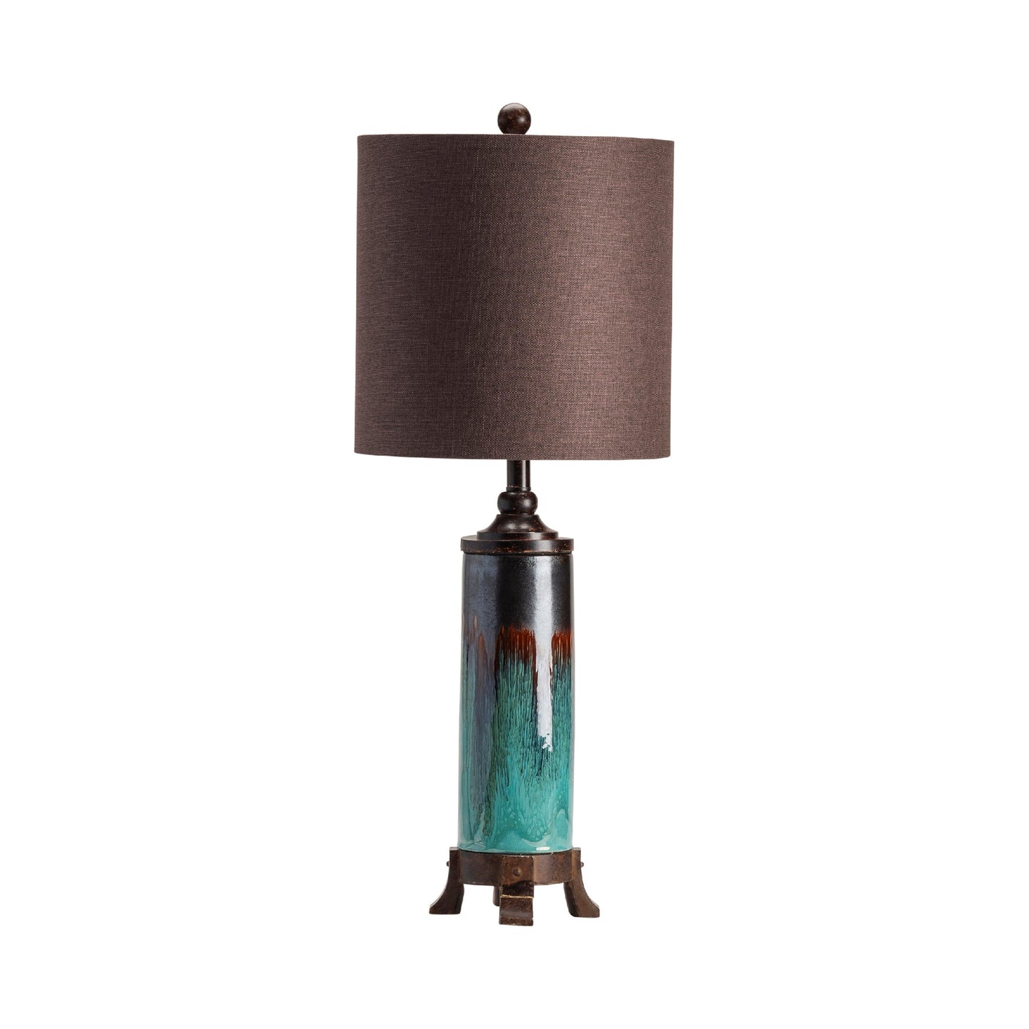 Crestview Collection Briston 33" Traditional Ceramic And Metal Table Lamp In Multi Turk Ceramic Finish With Mocha Silk Shade