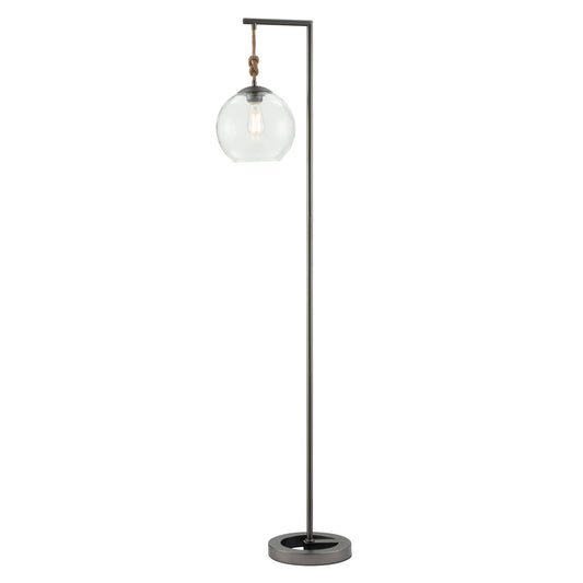 Crestview Collection Brooks 66" Modern Metal Floor Lamp In Gunmetal Finish With Glass Globe Shade