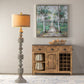 Crestview Collection Brunello 70" Rustic Resin Floor Lamp In Stone Washed Bronze Finish With Gold Linen Burlap Shade