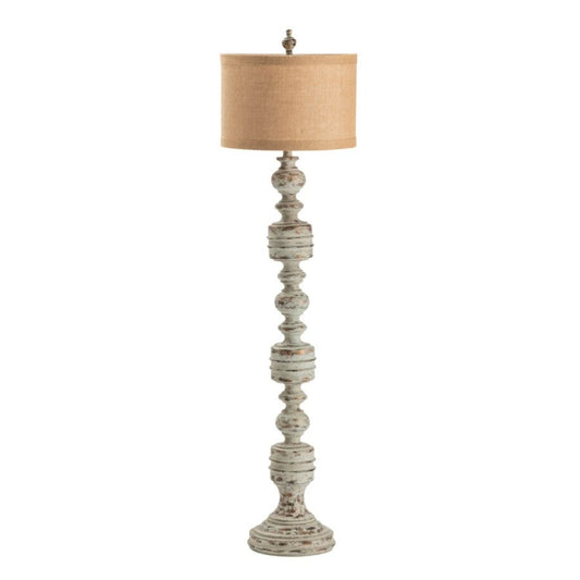 Crestview Collection Brunello 70" Rustic Resin Floor Lamp In Stone Washed Bronze Finish With Gold Linen Burlap Shade