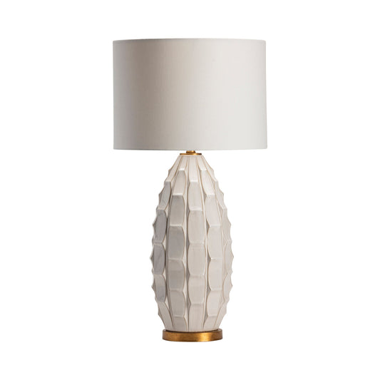 Crestview Collection Cambridge 35" Transitional Ceramic Table Lamp In White Washed And Gold Leaf Finish With White Linen Shade