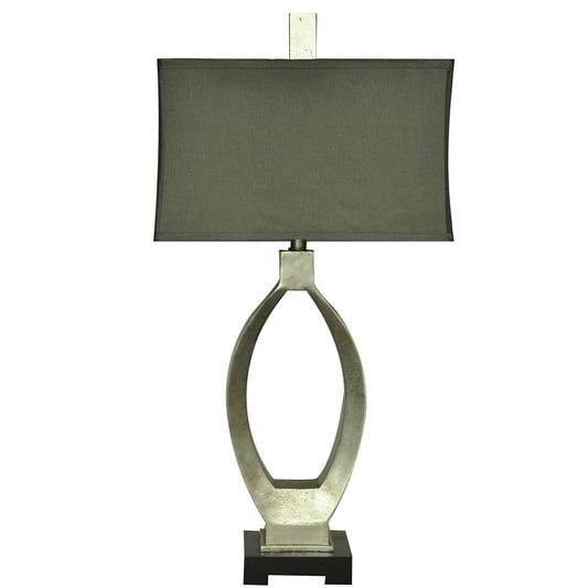 Crestview Collection Camden 32" Transitional Resin Table Lamp In Silver Leaf Finish With Grey Silk Shade