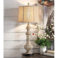 Crestview Collection Cameron 35" Traditional Resin Table Lamp In Antique Wood And Black Finish With Burlap Shade