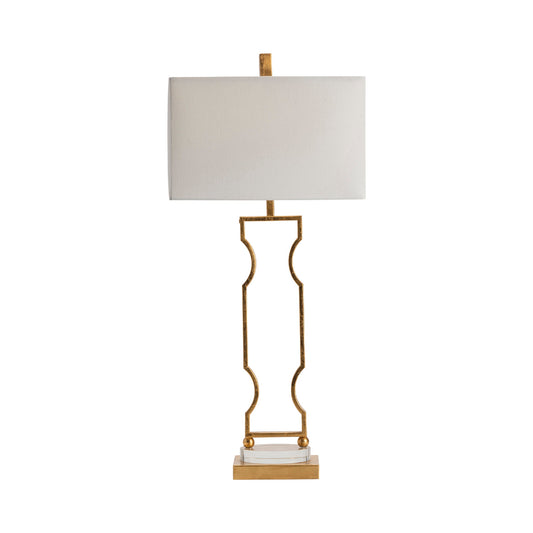 Crestview Collection Carlisle 35" Transitional Metal And Crystal Table Lamp In Gold Leaf And Crystal Finish With White Linen Shade