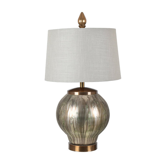 Crestview Collection Caroline 31" Traditional Glass And Aluminum Table Lamp In Bronze And Gold Finish With Textured Gray Shade