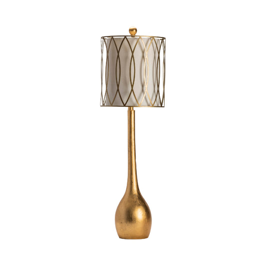 Crestview Collection Carrington 39" Transitional Resin Table Lamp In Gold Leaf Finish With Off White Silk With Metal Frame Shade