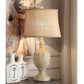 Crestview Collection Carson 33" Rustic Resin Table Lamp In Bleached Wood Finish With Burlap Shade