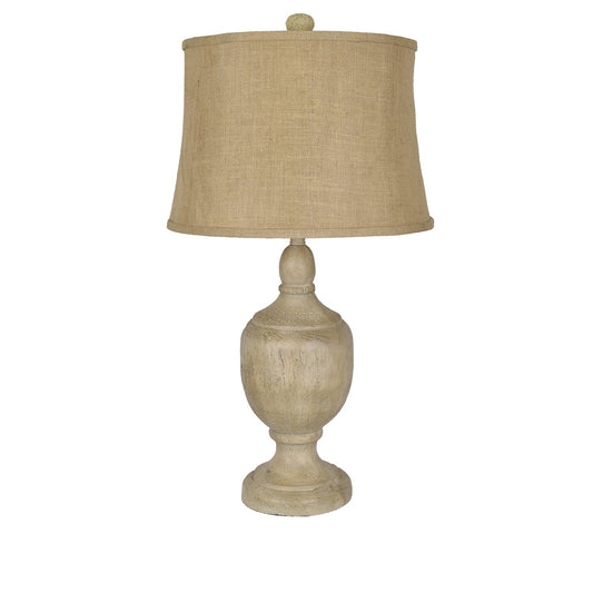 Crestview Collection Carson 33" Rustic Resin Table Lamp In Bleached Wood Finish With Burlap Shade