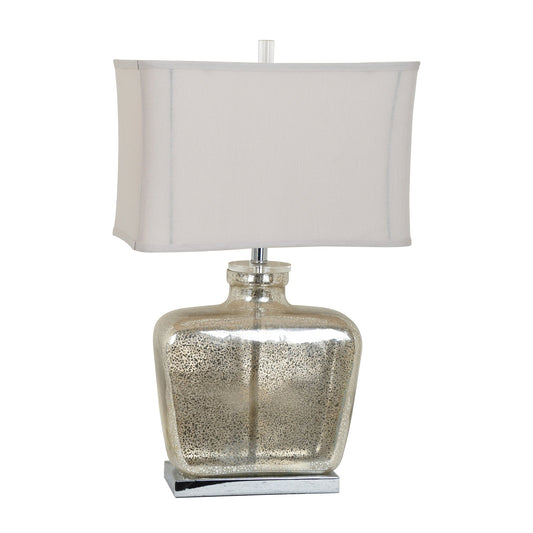 Crestview Collection Celine 28" Transitional Glass Table Lamp In Mercury And Nickel Finish With White Linen Shade