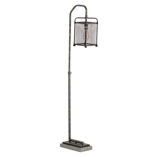 Crestview Collection Chicago 61" Rustic Metal And Resin Floor Lamp In Pewter And Rust Metal Finish With Square Metal Mesh Shade