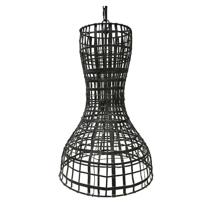 Crestview Collection Clancy 25" Rustic Metal Pendant Lamp In Black Finish