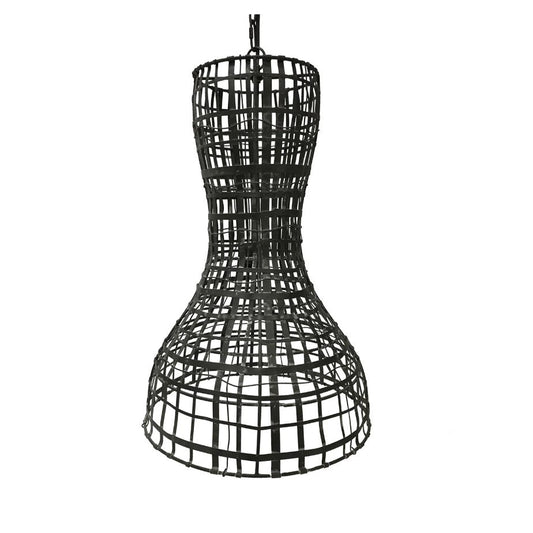 Crestview Collection Clancy 25" Rustic Metal Pendant Lamp In Black Finish