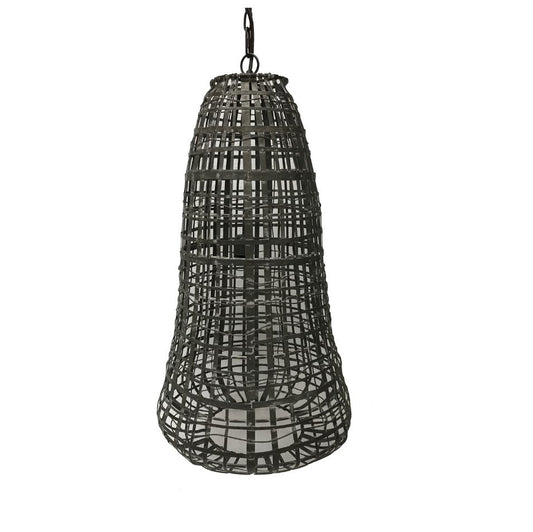 Crestview Collection Clancy 28" Rustic Metal Pendant Lamp In Black Finish