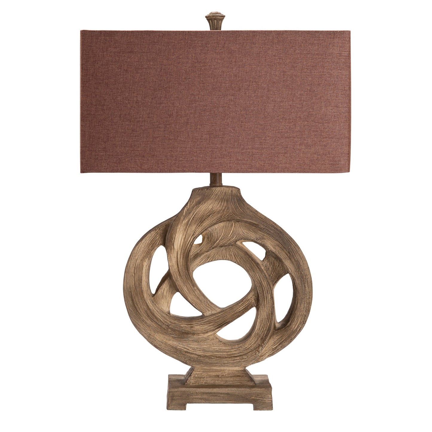 Crestview Collection Coiled Branch 32" Rustic Resin Table Lamp In Antique Wood Finish With Chocolate Linen Shade