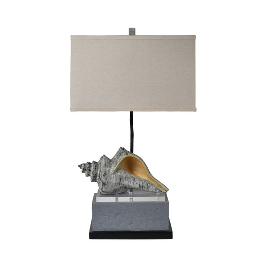 Crestview Collection Conch 32" Coastal Resin And Crystal Table Lamp In Handpainted Finish With Oatmeal Linen Shade