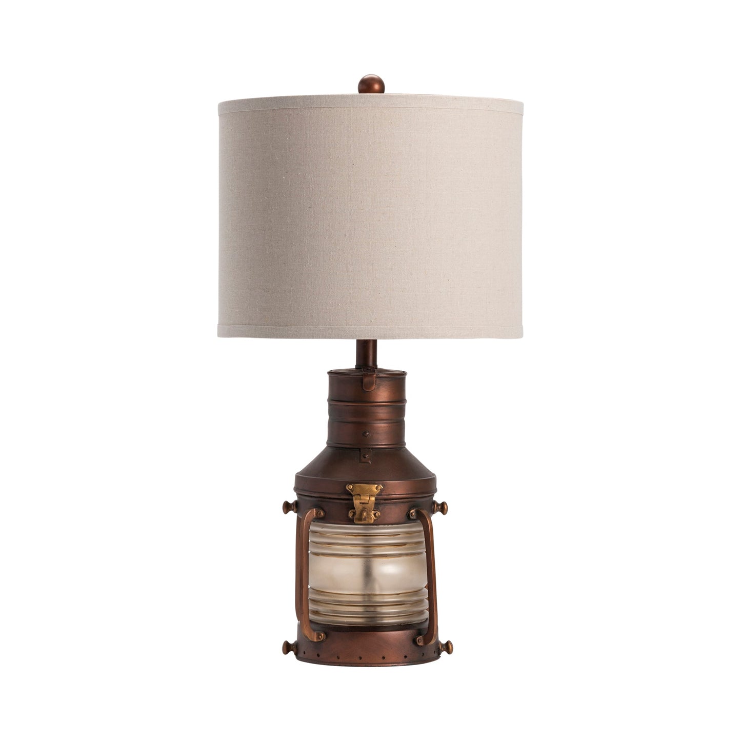 Crestview Collection Copper 27" Rustic Resin And Glass Table Lamp In Antique Copper Finish With Natural Linen Shade
