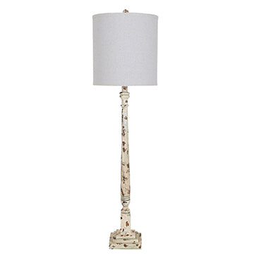 Crestview Collection Corsica 39" Rustic Resin Table Lamp In Antique White Finish With White Linen Shade