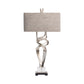 Crestview Collection Coventry 37" Modern Resin And Crystal Table Lamp In Silver Leaf And Crystal Finish With Natural Linen Shade