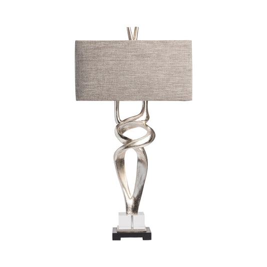 Crestview Collection Coventry 37" Modern Resin And Crystal Table Lamp In Silver Leaf And Crystal Finish With Natural Linen Shade